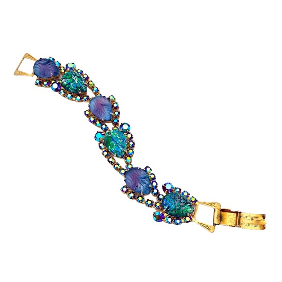 Foiled Opalescent and Aurora Rhinestone Bracelet - Picture 3 of 10